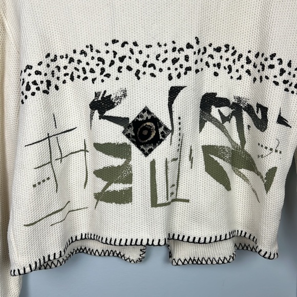 Vintage K.D. Spring small zip up art to wear abstract pattern cardigan - Picture 9 of 9